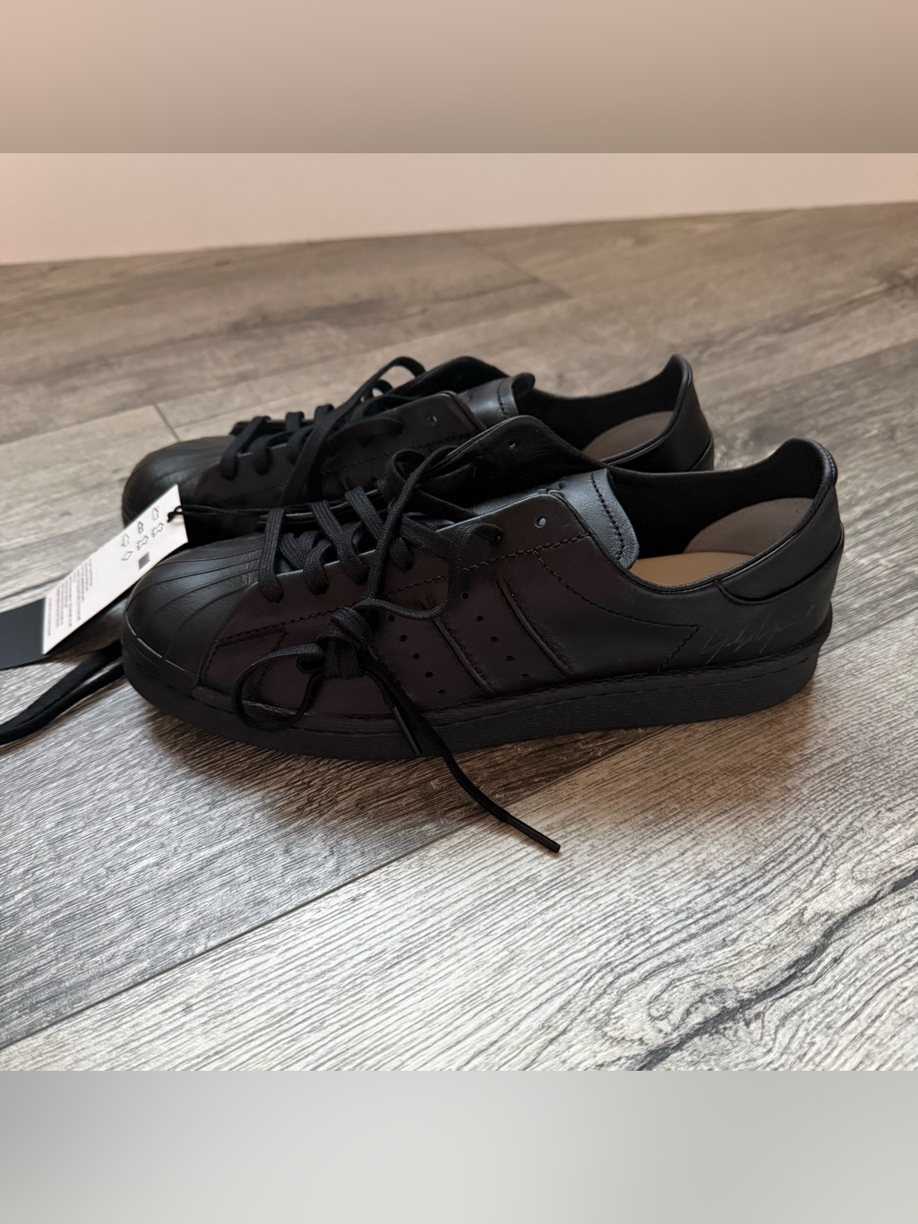 Y-3 Superstar Triple Black Leather Low Top Lace-Up Men's Sneakers Ie3237 Size 7